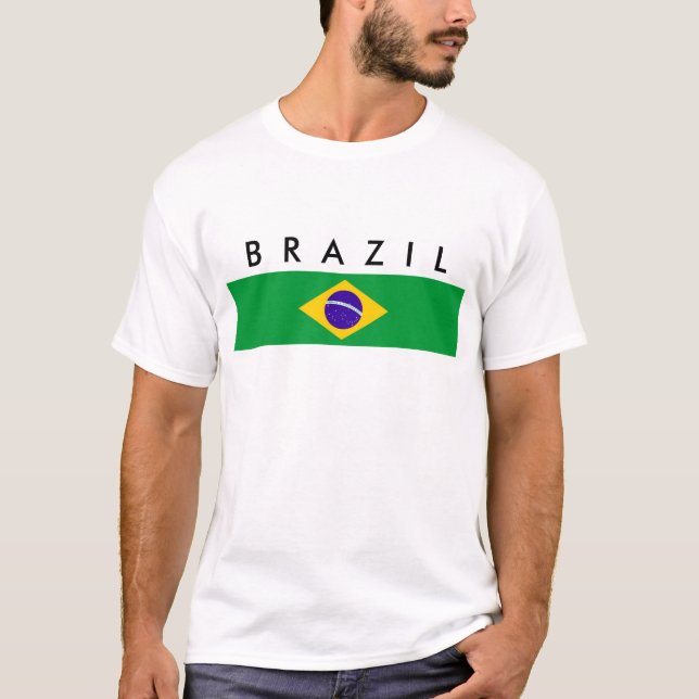 Brasilien-Landesflaggenationssymbol-Namentext T-Shirt (Vorderseite)