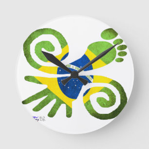 BRASILIEN, LIEBE, FRIEDEN, GLÜCK, WWW.DRCHOS.COM, RUNDE WANDUHR