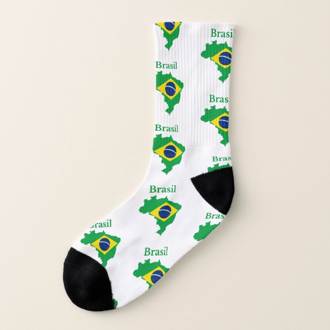 Brasilien Map Flag Design Socken (Links - Außen)