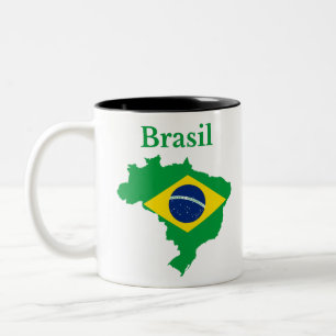 Brasilien Map Flag Design Zweifarbige Tasse