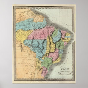 Brasilien mit Guayana und Paraguay Poster