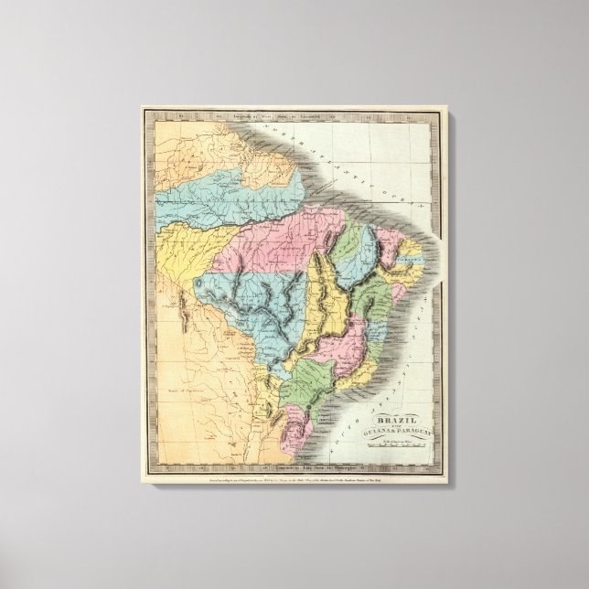 Brasilien mit Guyana und Paraguay Leinwanddruck (Vorderseite)