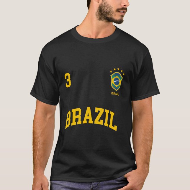 Brasilien Nummer 3 Brasilianische Fußballmannschaf T-Shirt (Vorderseite)