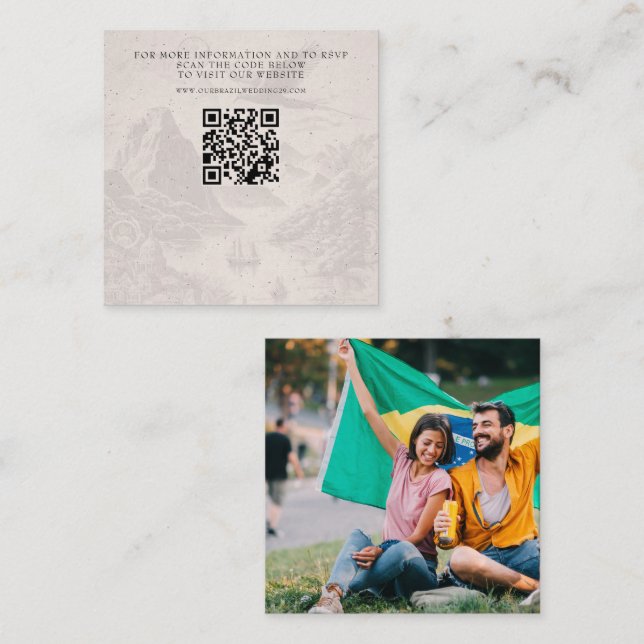 Brasilien Passport Wedding QR Begleitkarte (Vorne/Hinten)