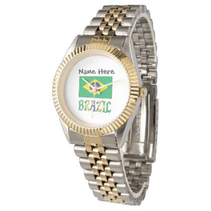 Brasilien Personalisierte Brasilianische Flagge Armbanduhr