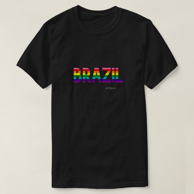 Brasilien Pride T Shirt | Regenbogenflagge (Design vorne)
