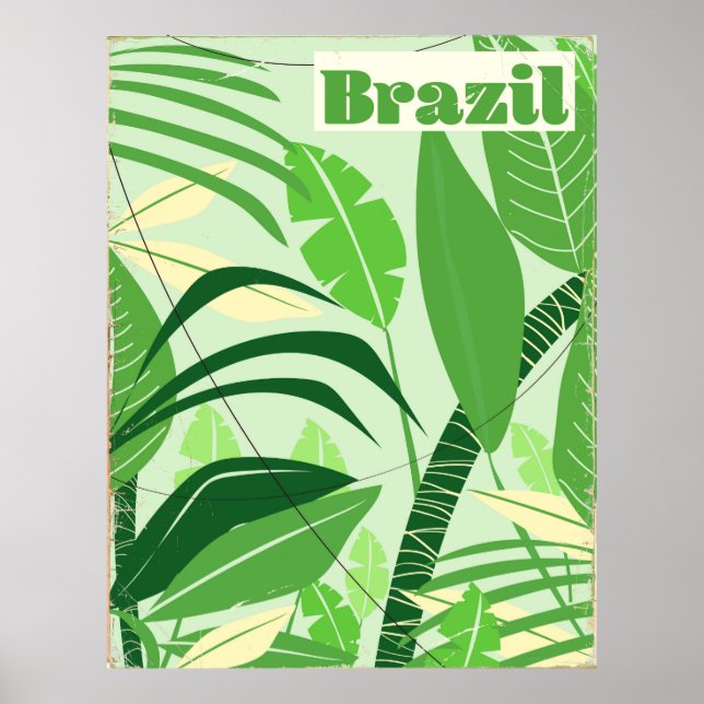 Brasilien Regenwald Vintager Urlaubstext Poster (Vorne)
