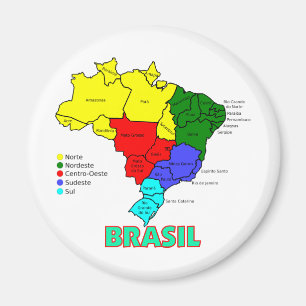Brasilien. Regionen in der Farbe Magnet