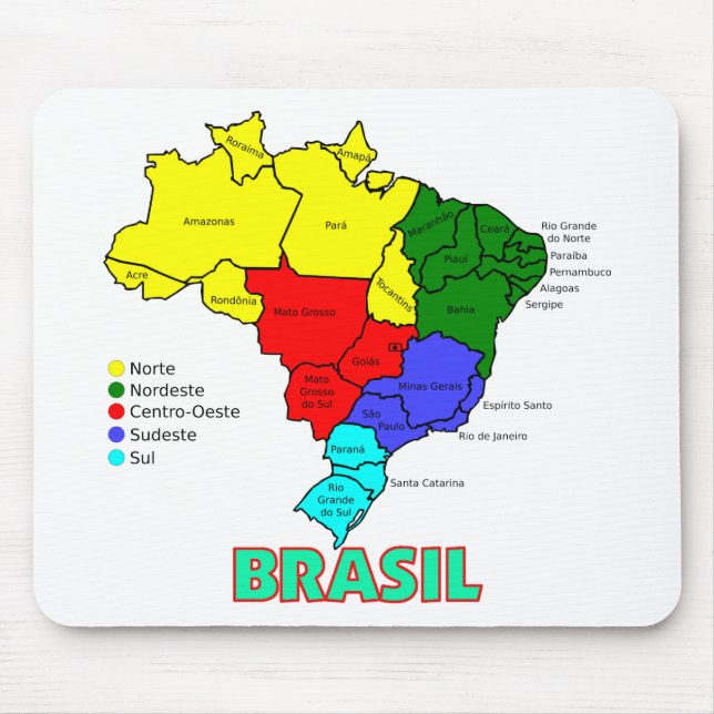 Brasilien. Regionen in der Farbe Mousepad (Vorne)