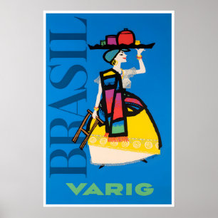 Brasilien Reiseplakat Rio De Janeiro Kunst Varig Poster