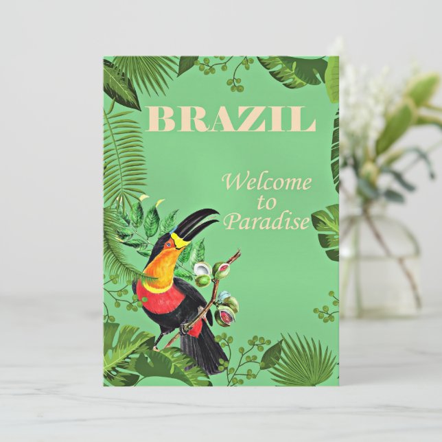 Brasilien Reiseplakat, Toucan, (Stehend Vorderseite)