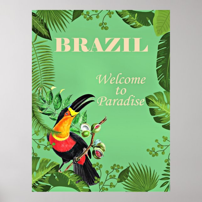 Brasilien Reiseplakat, Toucan, Poster (Vorne)