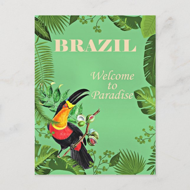 Brasilien Reiseplakat, Toucan, Postkarte (Vorderseite)