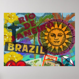 Brasilien Rio de Janeiro Sonne Reise Farbige Kunst Poster