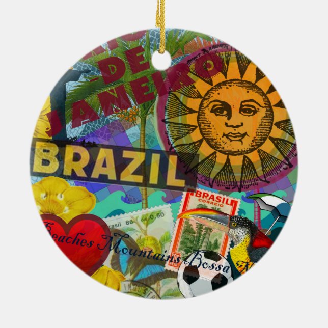 Brasilien Rio de Janiero Sun Reisen Farbenfrohe Ku Keramik Ornament (Hinten)