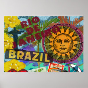 Brasilien Rio de Janiero Sun Reisen Farbenfrohe Ku Poster