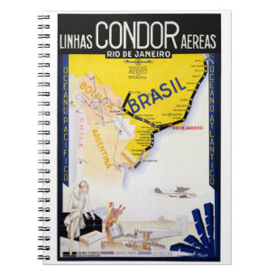 Brasilien Rio Vintage Reiseplakat wiederhergestell Notizblock