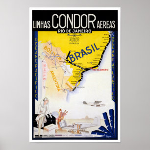 Brasilien Rio Vintage Reiseplakat wiederhergestell Poster