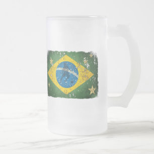 Brasilien-Schmutzflagge für Brasilianer weltweit Mattglas Bierglas