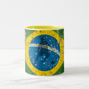 Brasilien-Schmutzflagge für Brasilianer weltweit Zweifarbige Tasse