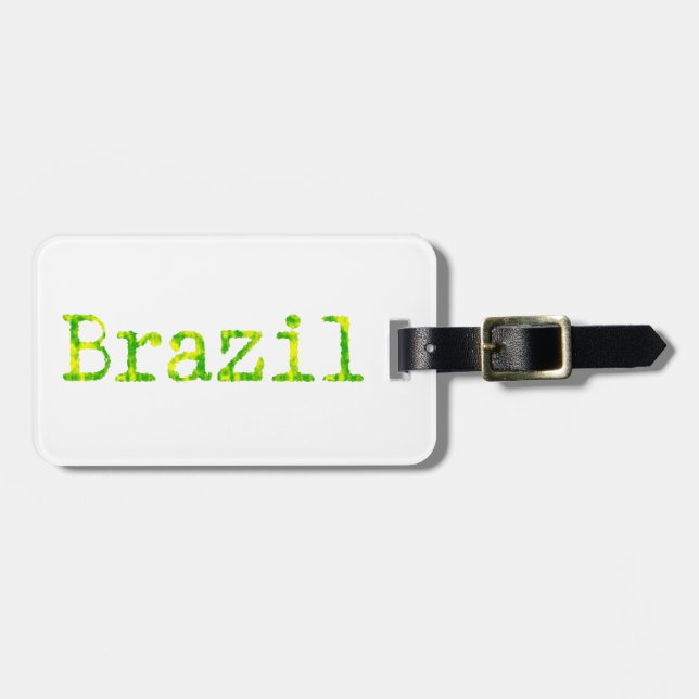 Brasilien Schriftart Grün und Gelb Gepäckanhänger (Vorderseite horizontal)