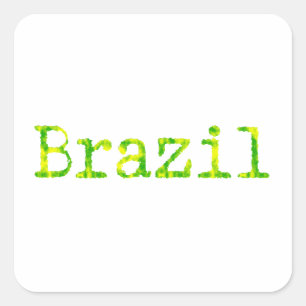 Brasilien Schriftart Grün und Gelb Quadratischer Aufkleber