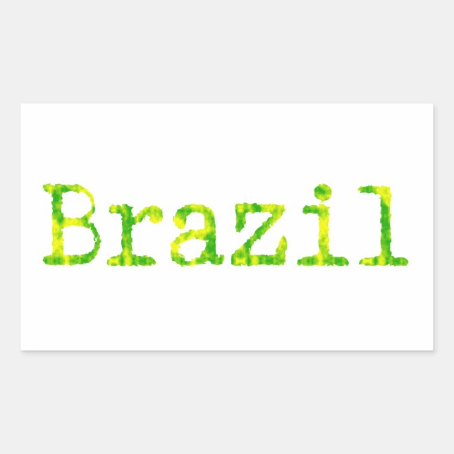 Brasilien Schriftart Grün und Gelb Rechteckiger Aufkleber (Vorderseite)