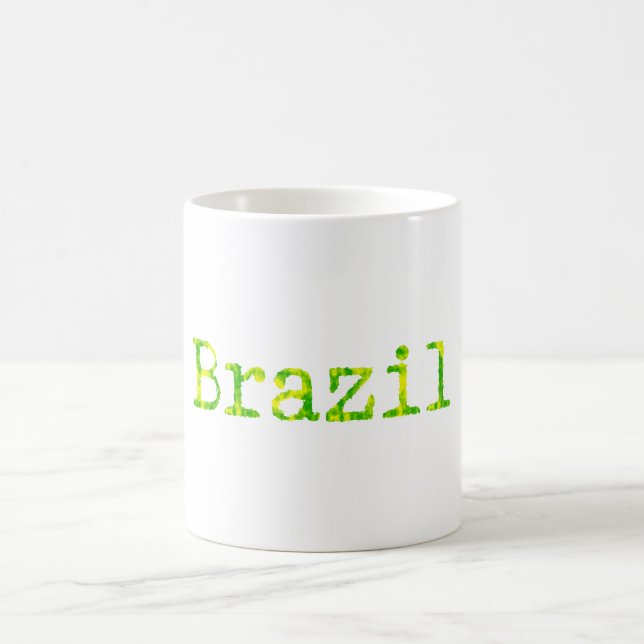 Brasilien Schriftart Grün und Gelb Tasse (Mittel)