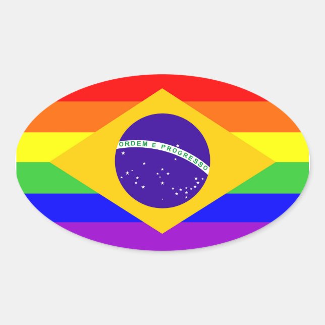 Brasilien schwul stolze Regenbogenflagge homosexue Ovaler Aufkleber (Vorderseite)