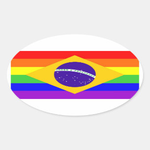 Brasilien schwul stolze Regenbogenflagge homosexue Ovaler Aufkleber