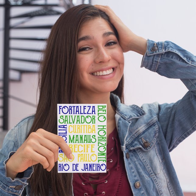 Brasilien Stadt nennt brasilianische Flaggeneinlad Einladung (Brazil Rio Sao Paulo Flag Postcard)