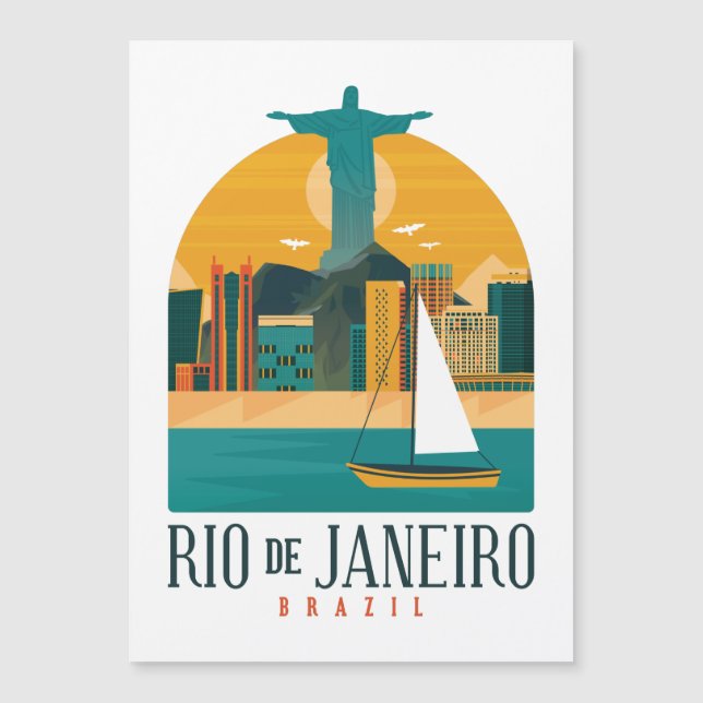 Brasilien Stadt Rio de Janeiro Vintage Magnetkarte Magneteinladung (Vorderseite)