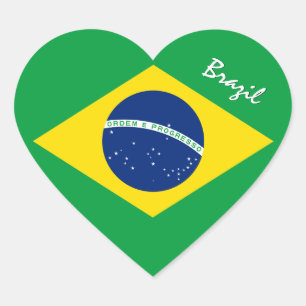 Brasilien Sticker, Herz, Patriotische brasilianisc Herz-Aufkleber