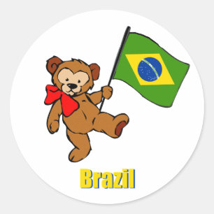 Brasilien-Teddybär Runder Aufkleber