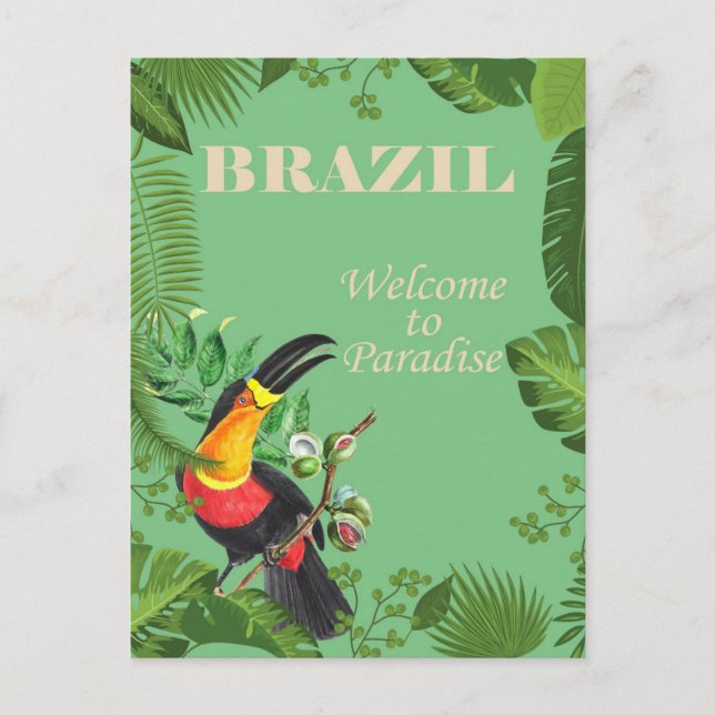 Brasilien Toucan Vintage Travel Postkarte (Vorderseite)