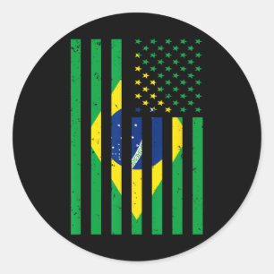 Brasilien Trikot Brasil Fußball USA Amerika Flagge Runder Aufkleber