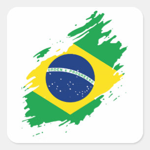 Brasilien überholte Flagge National Pride Sports F Quadratischer Aufkleber