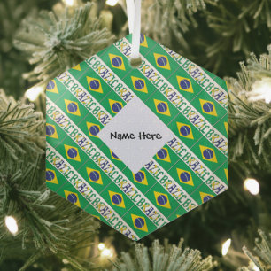 Brasilien und Brasilianische Flagge Kachel Persona Ornament Aus Glas
