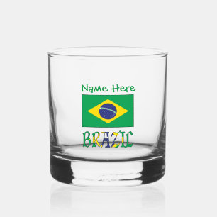 Brasilien und Brasilien-Flagge Personalisiert Whiskyglas