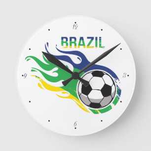 Brasilien und Fußball Runde Wanduhr