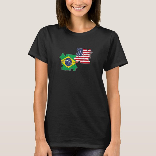 Brasilien USA Brasilianische amerikanische Flagge T-Shirt (Vorderseite)