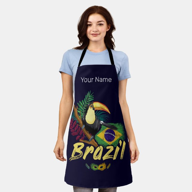 Brasilien Vintag Toucan Flag Samba Maske Souvenir Schürze (Getragen)