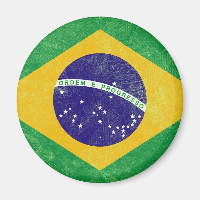 Brasilien - Vintage Flagge Magnet (Vorne)