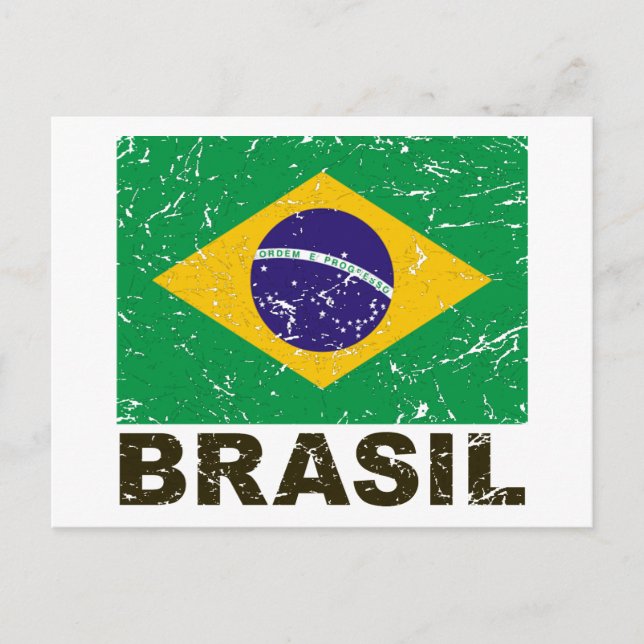 Brasilien - Vintage Flagge Postkarte (Vorderseite)