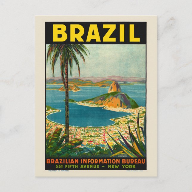 Brasilien Vintage Travel Poster 1940 Postkarte (Vorderseite)
