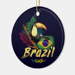Brasilien Vintage-Tukan-Flagge-Samba-Maske Souveni Keramik Ornament