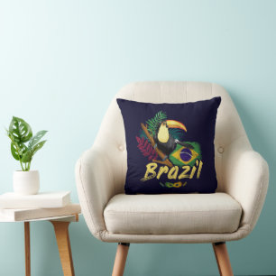 Brasilien Vintage-Tukan-Flagge-Samba-Maske-Souveni Kissen