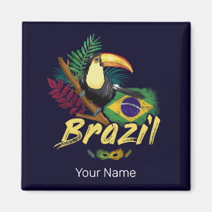 Brasilien Vintage-Tukan-Flagge-Samba-Maske-Souveni Magnet