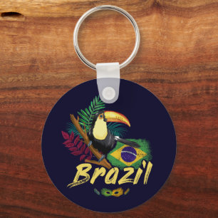 Brasilien Vintage-Tukan-Flagge-Samba-Maske-Souveni Schlüsselanhänger
