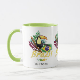 Brasilien Vintage-Tukan-Flagge-Samba-Maske-Souveni Tasse